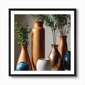 An abstract digital image of flowers in vases  Art Print