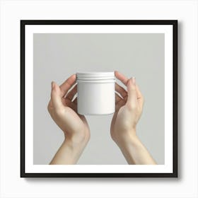 Hands Holding A White Jar Art Print