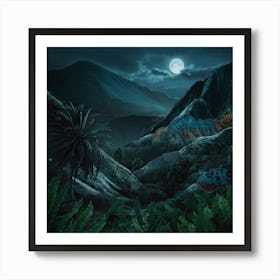 Full Moon In The Jungle Art Print