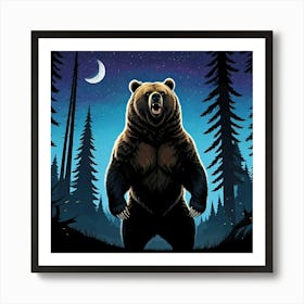 Roaring Grizzly Bear Art Print