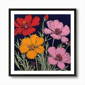 Cosmos 3 Pop Art Illustration Square Art Print