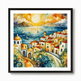 Greece At Sunset 4 Art Print