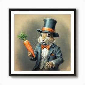 Rabbit In Top Hat 3 Art Print