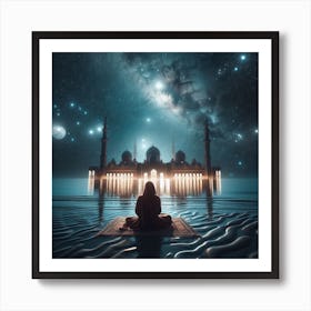 Islamic Woman Praying In Water Art Print