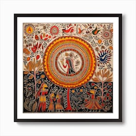 Person, Indian Painting Madhubani Painting Indian Traditional Style Art Print