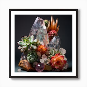 Succulents and Stones 14 Art Print