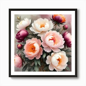 Peonies In A Vase 3 Art Print