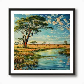 A Hwange National Park In Zimbabwe Oil Painting 1 Art Print