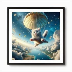 Cat Flying In The Sky Art Print