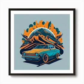 Car Colored Artwork Of Graphic Design Flat (89) Art Print