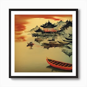 Chinese Fishing Boats Art Print