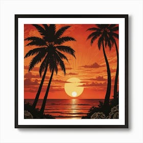 Sunset Palm Trees 7 Art Print