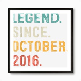 Legend Since October 2016 6th Birthday Gifts 6 Years Old Boy Art Print