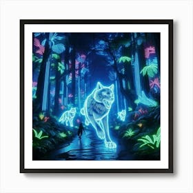 Glowing wolf Art Print