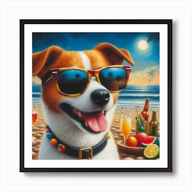 Dog On The Beach Art Print
