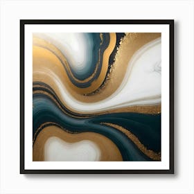 Gold And Black Swirls Art Print