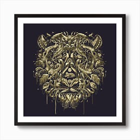The King Of Bengal Gold Version Square Art Print