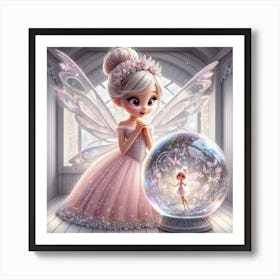 Fairy Princess & the Snow Globe 3 Art Print