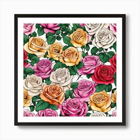 All Roses Colors Flat As Background Ultra Hd Realistic Vivid Colors Highly Detailed Uhd Drawing Art Print