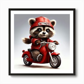 Raccoon Riding A Motorcycle Art Print