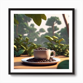 Coffee Cup In The Forest 3 Art Print