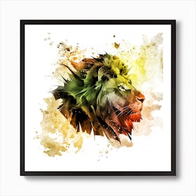 Lion Art Illustration In A Photomontage Style 03 Art Print