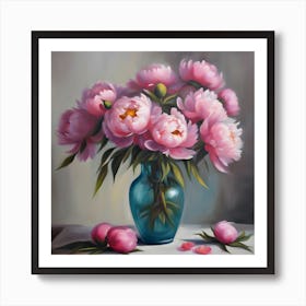 Peonies In A Vase 1 Art Print