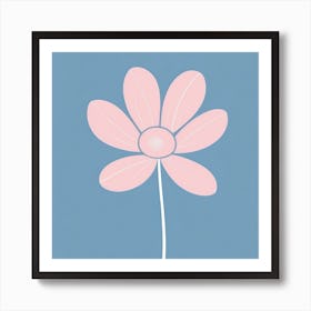 A White And Pink Flower In Minimalist Style Square Composition 507 Art Print