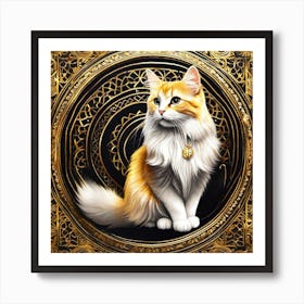 Cat In A Gold Frame Art Print