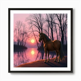 Sunset Horse 60 Art Print