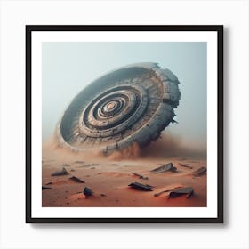 Fallen 1/4 (spaceship ufo crashed dessert alien sci-fi accident buried) Art Print