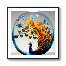 Glass Peacock Art Print
