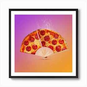 Pizza Fan Square Art Print