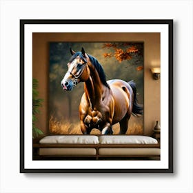 Horse Running In The Field Art Print