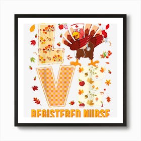 Love Registered Nurse Dabbing Turkey Thanksgiving Nursing Art Print