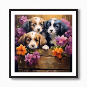 Puppies In A Box Art Print