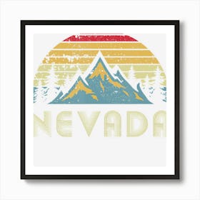 Nevada Retro Vintage Mountains Nature Hiking Art Print