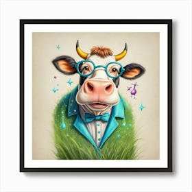 Cow In Glasses 3 Art Print