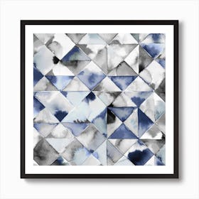 Moody Triangles Cold Blue Art Print
