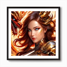 Girl With A Dragon Art Print