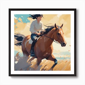 Girl Riding A Horse Art Print