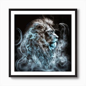 Blue Hue Vape Lion Art Print