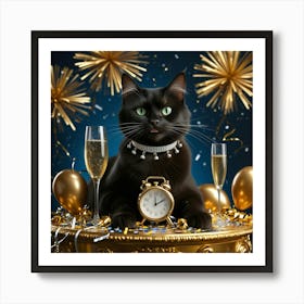 Leonardo Phoenix 10 A Regal Black Cat With Piercing Green Eyes 1 Art Print