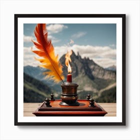 Feather And A Candle Art Print
