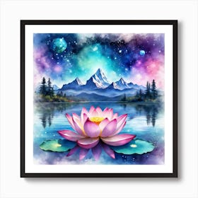 Lotus Flower In The Water Art Print