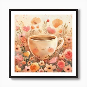 Cute Coffee Cup Pastel Colors Art Print