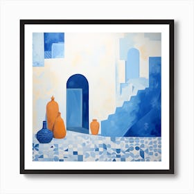 Moroccan Blue And Orange Pots Art Print