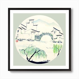 Water Village Square Art Print