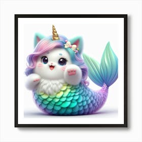Cute Mermaid Caticorn 1 Art Print