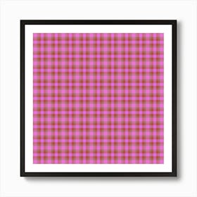 Pink Gingham Fabric 2 Art Print